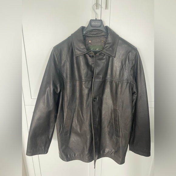 Eddie Bauer Chocklate brown Genuine Leather Coat - Picture 3 of 16